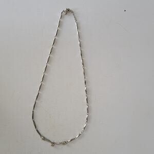 Elegant Silver Tone Necklace With Delicate Textured Links Sparkling Rhinestones